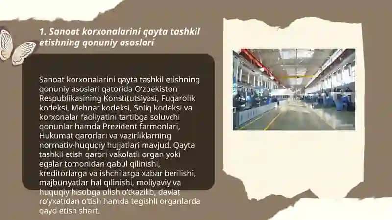 Sanoat korxonalarini qayta tashkil etishning qonuniy asoslari 3