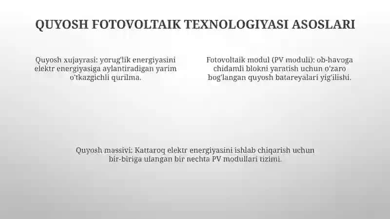 Quyosh Fotoelektrik Stansiyasi Qurilmalari Hisobi 3