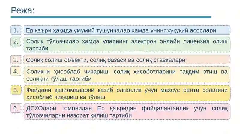 Ер қаъридан фойдаланувчилар учун солиқлар ва махсус тўловларни ҳисоблаш тартиби 3