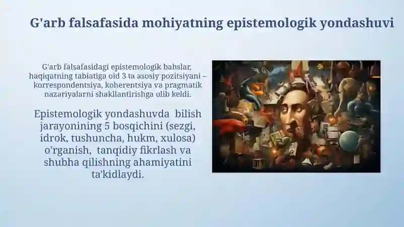 Falsafaning mohiyatiga oid Sharq va Garb mutaffakkirlari ta'riflarini tasniflash 3