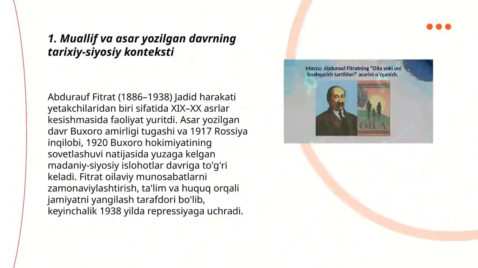 Abdurauf Fitratning "Oila yoki uni boshqarish tartiblari" asarini oʻrganish 3