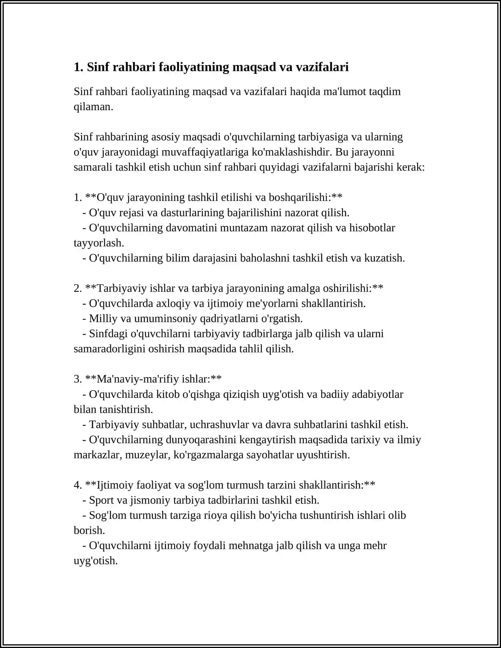 MAKTABDAGI TARBIYAVIY ISHLAR TIZIMIDA SINF RAHBARNING FAOLIYATINI TASHKIL ETISH METODIKASI 3
