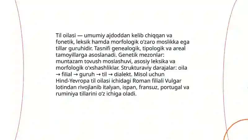 Til oilalari. Hind-yevropa yillar oilasi.Roman tillari 3