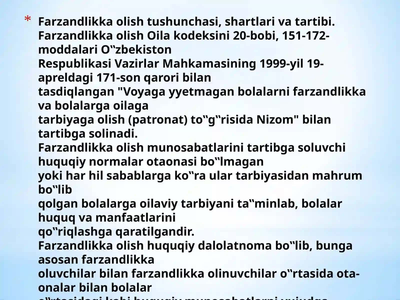 Yetim va ota-ona qarmog'isiz qolgan bolalar uchun belgilangan davlat kafolatlari 3
