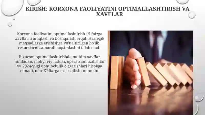 Korxona faoliyatini optimallashtirish va xavflar 3