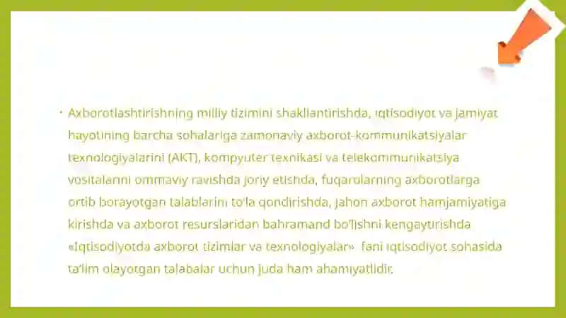 Iqtisodiyotda axborot tizimlar va texnologiyalar 3