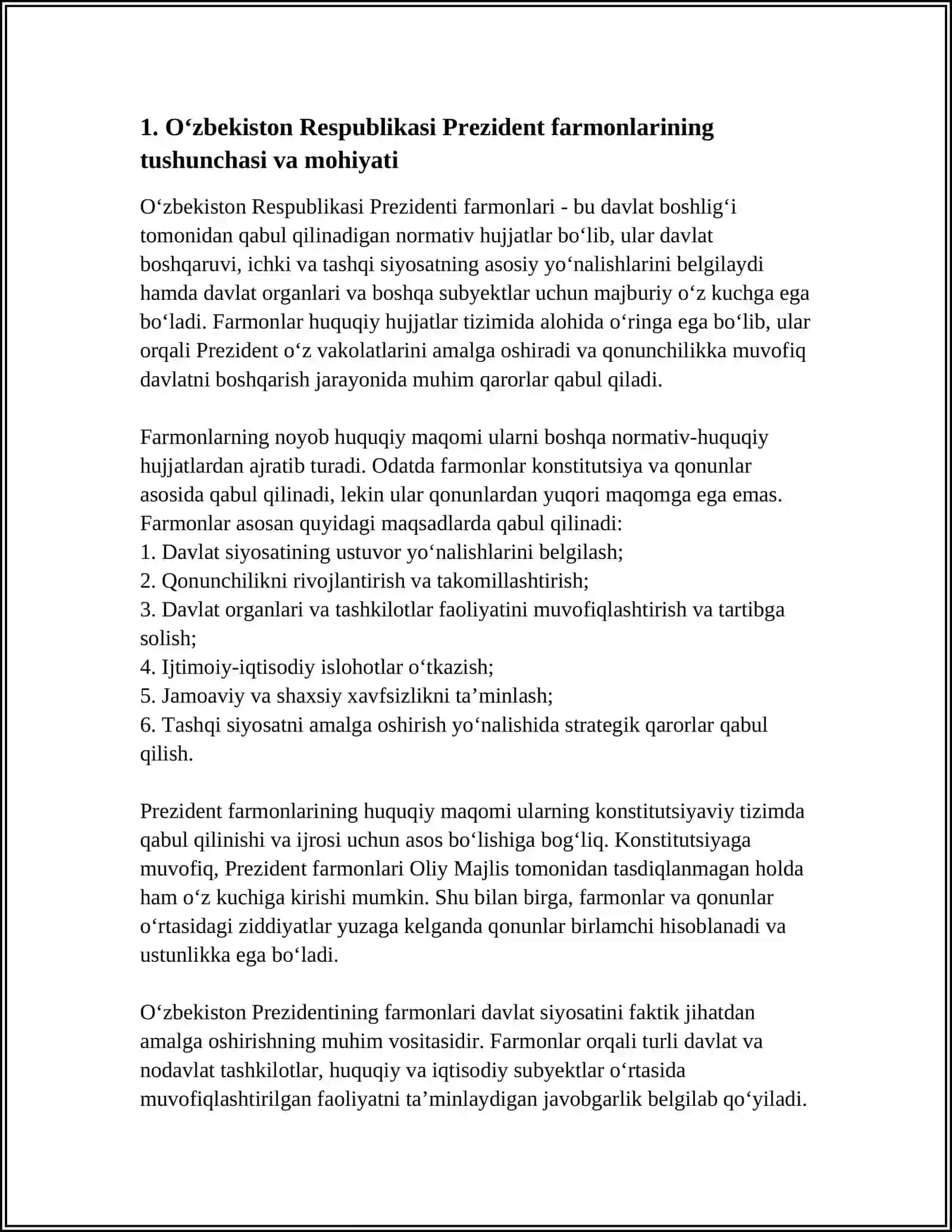 Oʻzbekiston Respublikasi Prezident farmonlarining Xuquqiy Maqomi 3