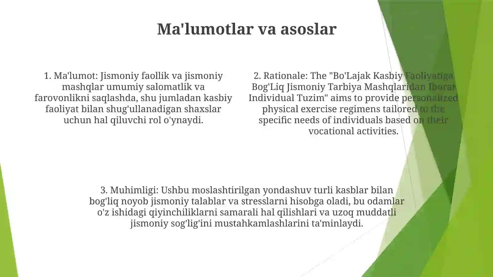 Bo”Lajak Kasbiy Faoliyatiga Bog’Liq Jismoniy Tarbiya Mashqlaridan Iborat Individual Tuzim 3