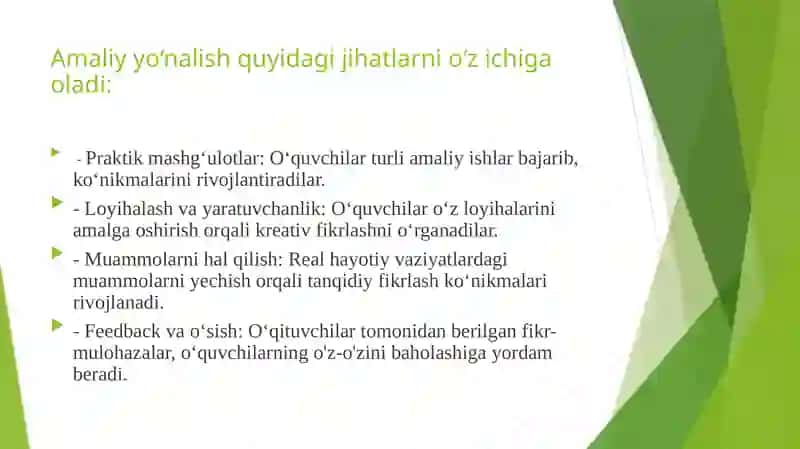 Texnologik malaka va ko‘nikmalarini hosil qilishda kursning amaliy yo‘nalishi 3