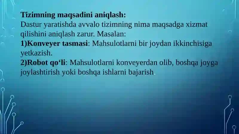 Konveyer va Robot Qo‘l Boshqarilishi Uchun Dastur Yaratish 3