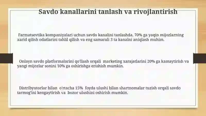 Farmasevtik korxonalarida marketing tizimini tashkil etish 3