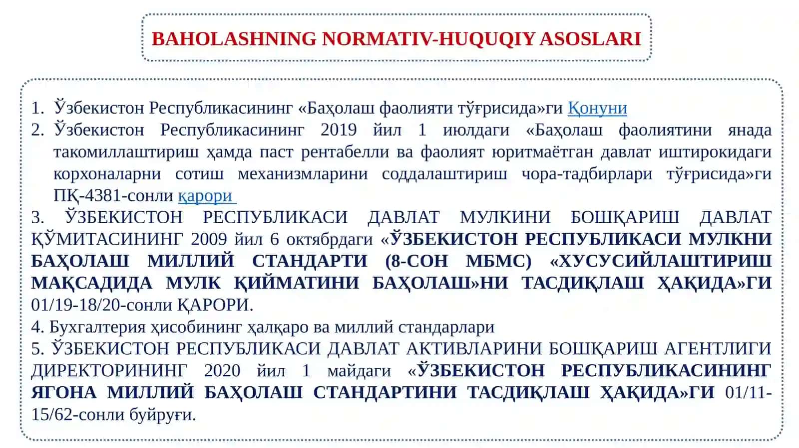 BUXGALTERIYA HISOBIDA  AKTIVLAR VA PASSIVLARNI  BAHOLASH 3