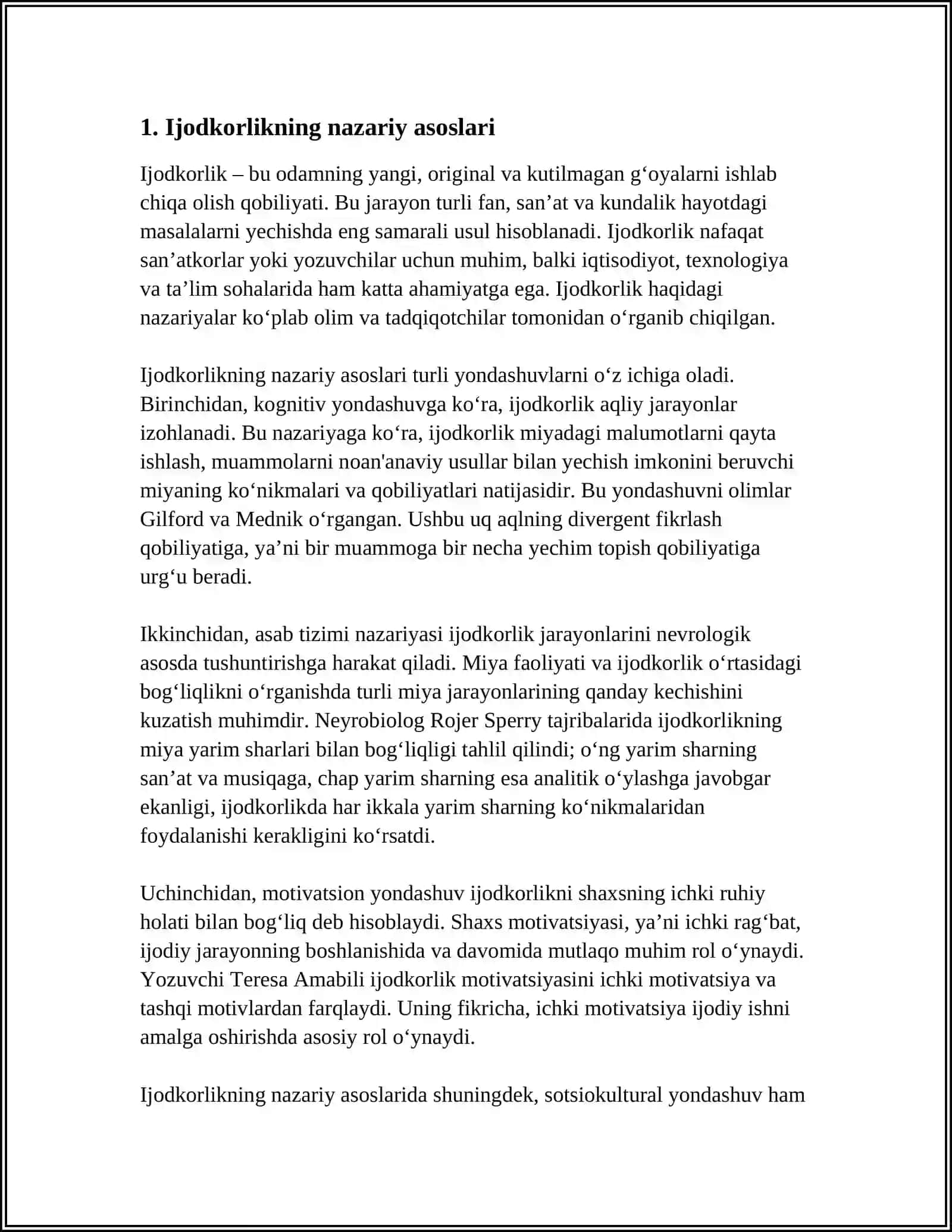 SAHNALASHTIRISH FAOLIYATI JARAYONIDA BOLALARDA IJODKORLIKNI RIVOJLANTIRISHNING OZIGA XOSLIGI 3