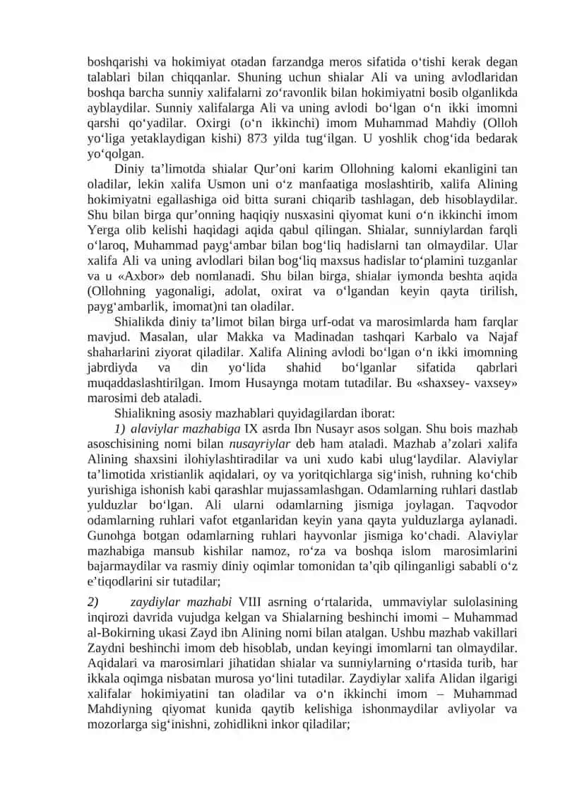 ISLOM DINING YO‘NALISHLARI, OQIMLARI VA DINIY HUQUQIY MAKTABLARI 3