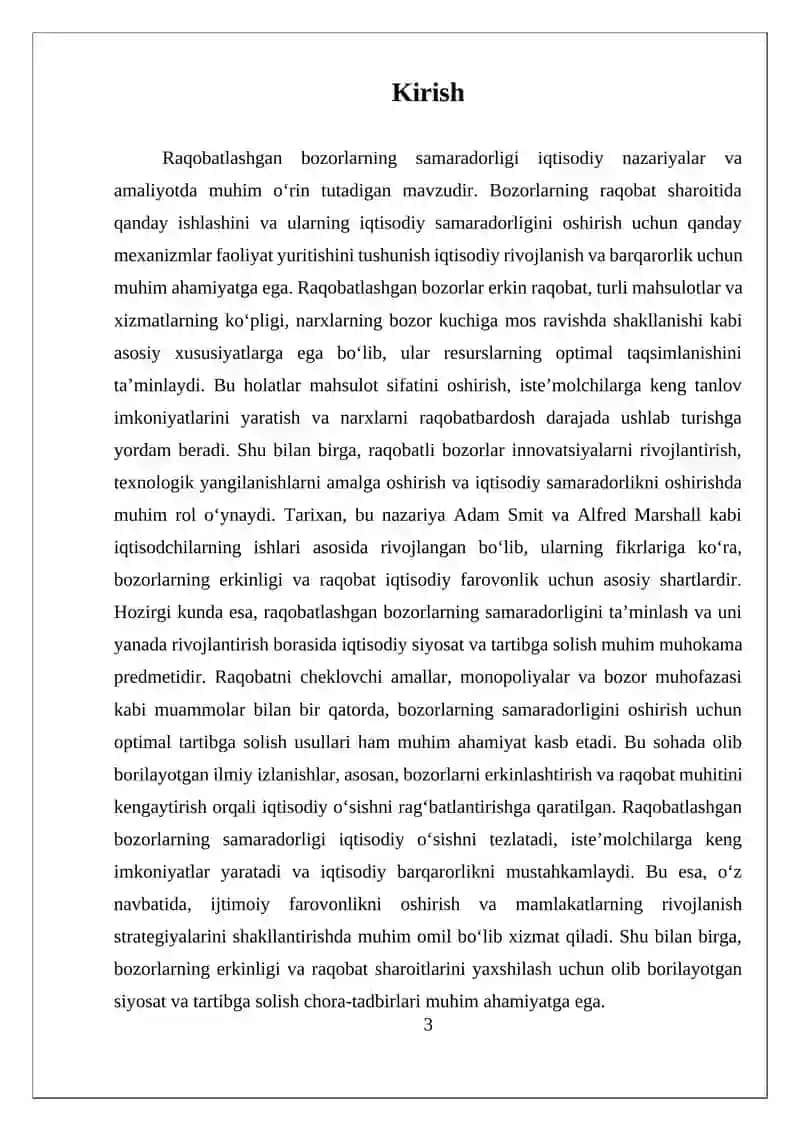 Raqobatlashgan Bozor Samaradorligi 3