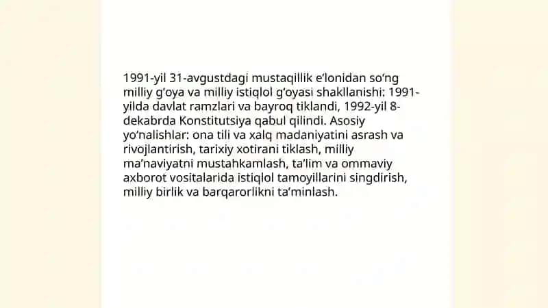 Mustaqillik yillarida Oʻzbekistonning maʼnaviy va madaniy taraqqiyoti 3