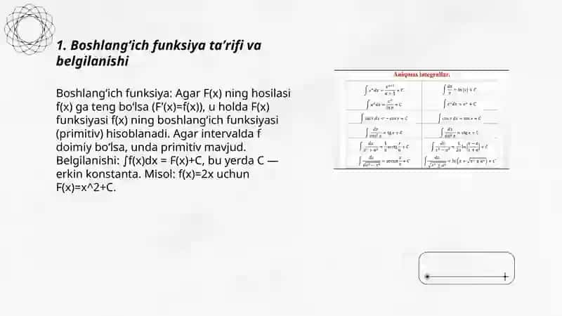 Boshlangʻich funksiya.Aniqmas integral 3