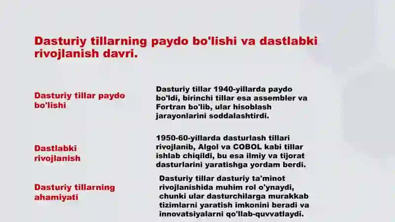 Dasturiy tillarining rivojlanishi 3