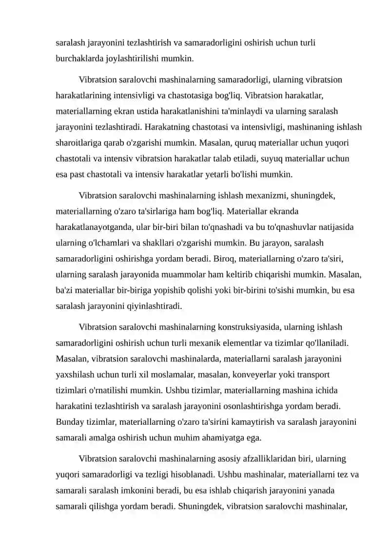 Vibratsion saralovchi mashinasining konstruksiyasini oʻrganish 3