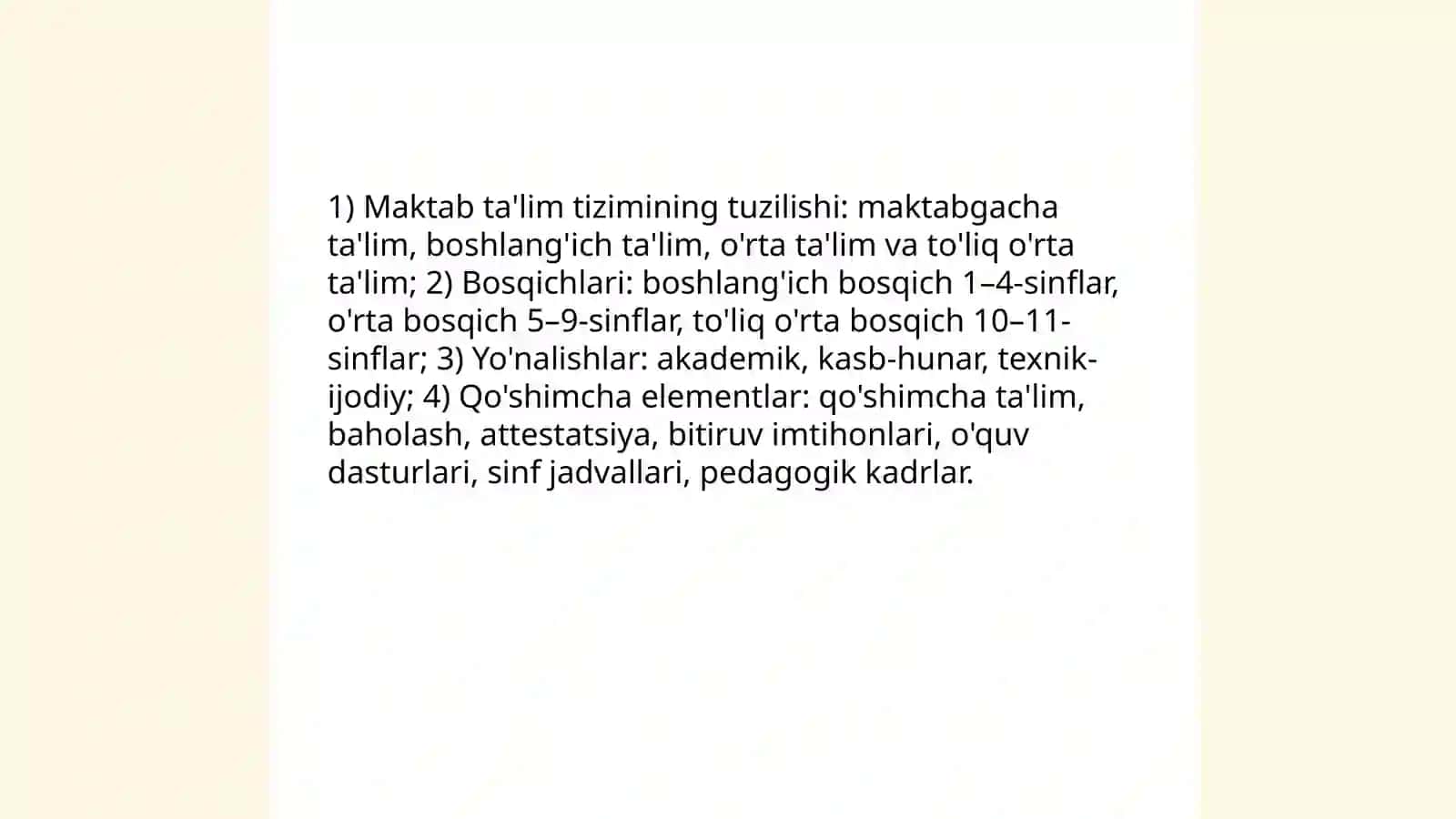 Maktab ta'lim tizimi 3