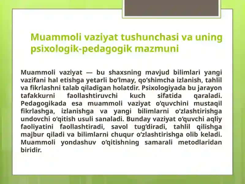 Muammoli haletlar tushunchasi va amal qilish yo'nalishi 3