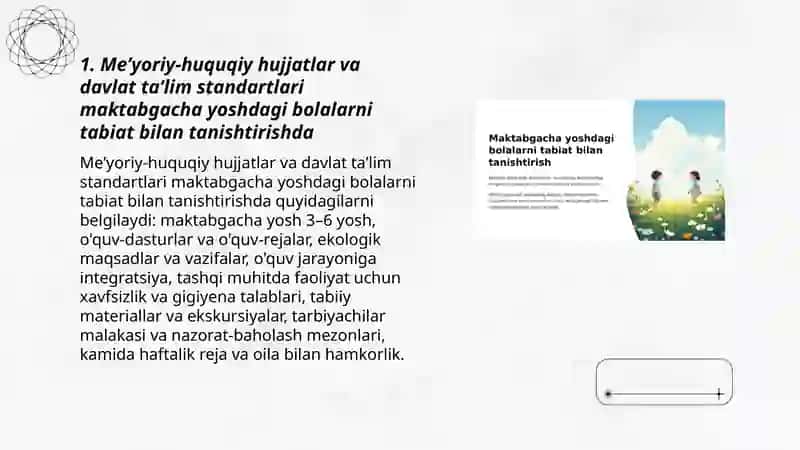 Maktabgacha yoshdagi bolalarni tabiat bilan tanishtirishda davlat talablari 3