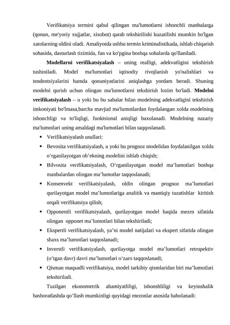 EKSPERIMENTAL MA’LUMOTLARDAN FOYDALANGAN HOLDA MODELNI TEKSHIRISH 3