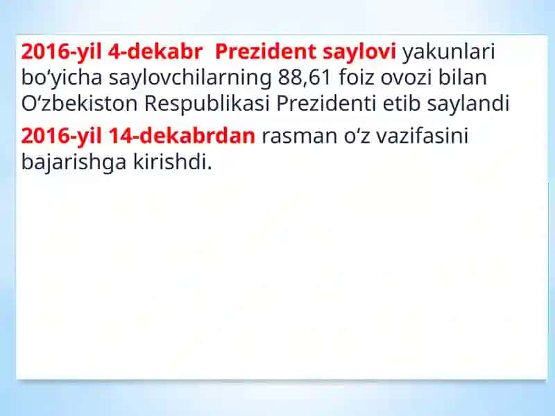 O‘zbekiston Respublikasi Prezidenti SH.M.Mirziyoyev yangi O‘zbekistonning novator rahbari sifatida 3