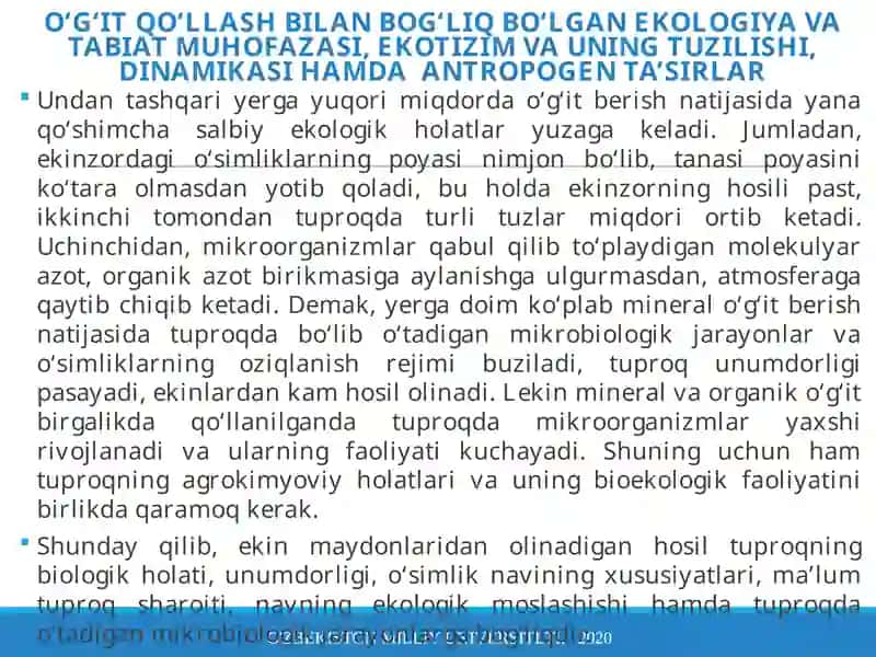 Agrokimyoviy xizmat ko‘rsatishda ekologik muammolar 3