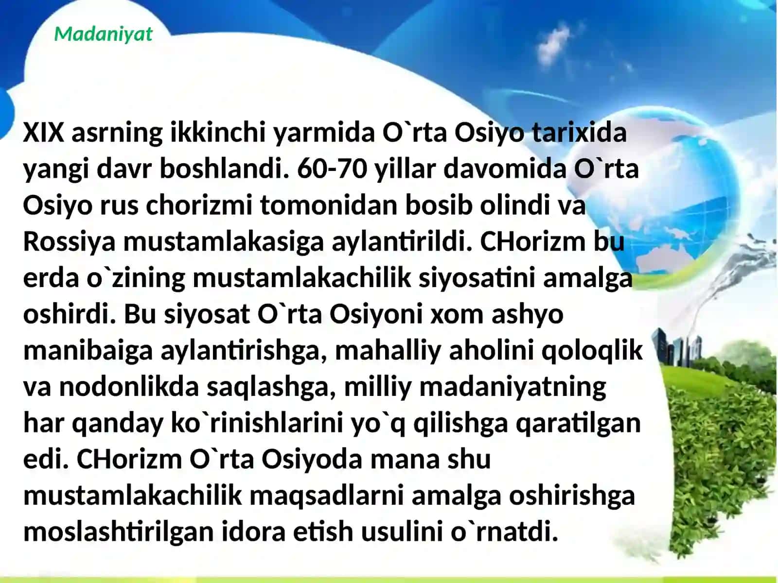 O`rta Osiyoda O`rta Osiyo tarixida yangi davr boshlandi 3