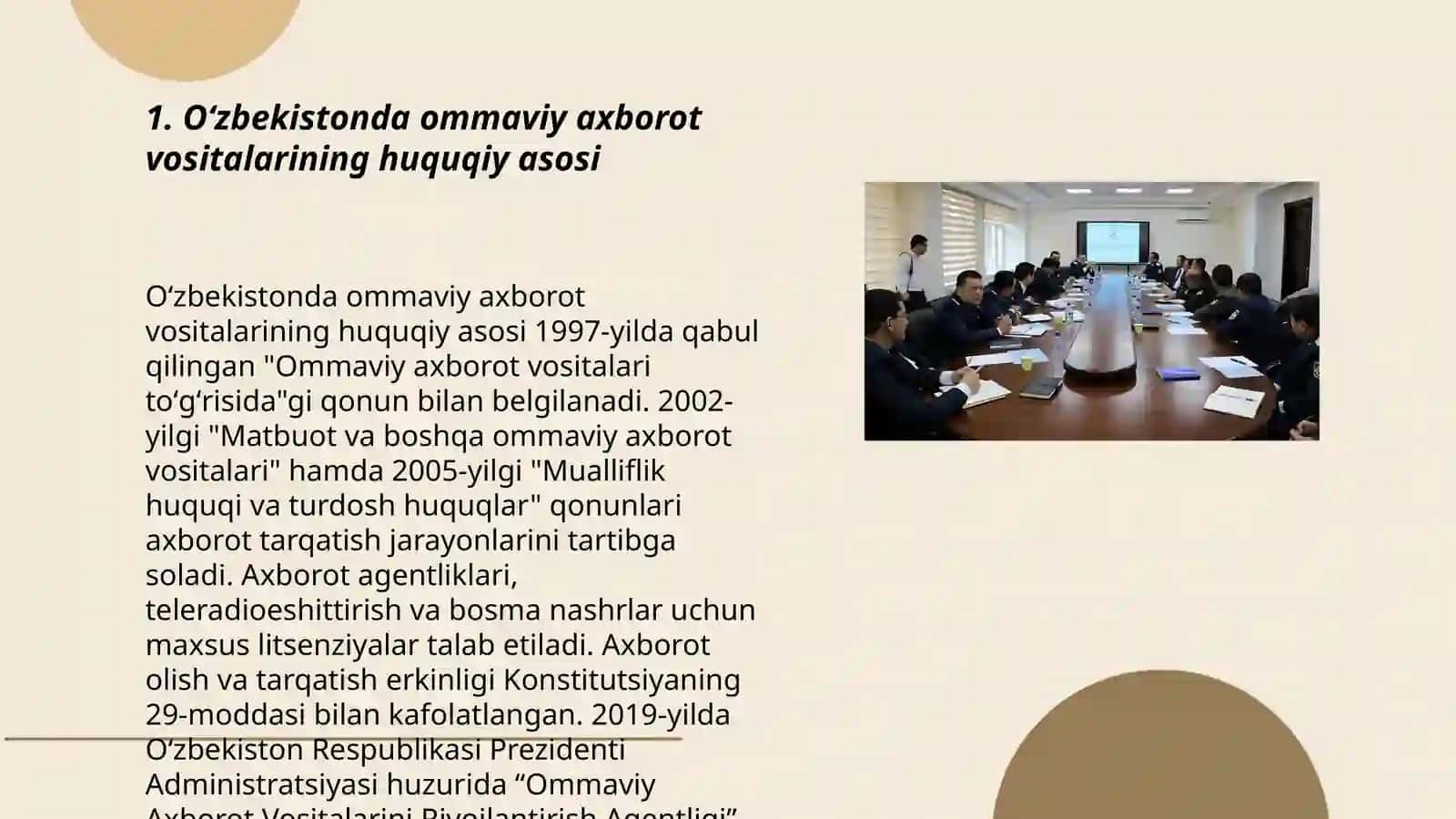 Oʻzbekistonda ommaviy axborot vositalarining huquqiy asosi 3