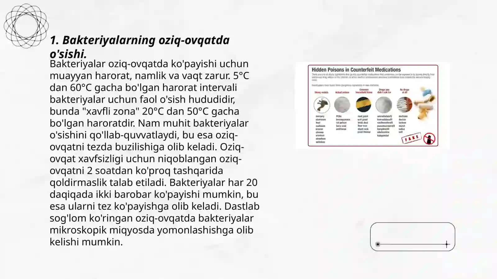 Bakteriyalarning oziq-ovqatda o'sishi 3