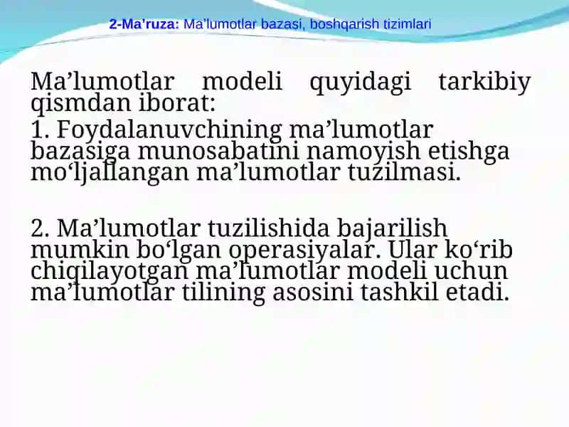 Mа'luмоtlаr bаzаsi vа bоshqаrish tizimlаri 3