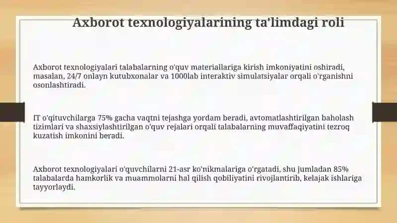 Texnologiya darslarida axborot texnologiyalaridan foydalanish 3