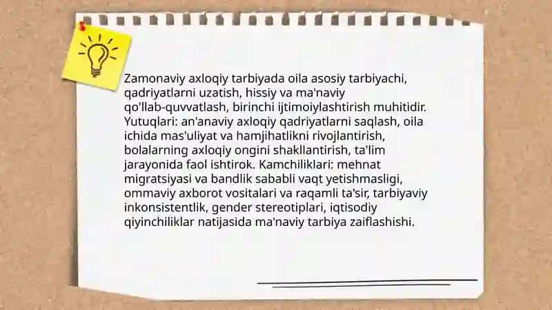 Zamonaviy axloqiy tarbiyaning yutuqlari va kamchiliklari 3