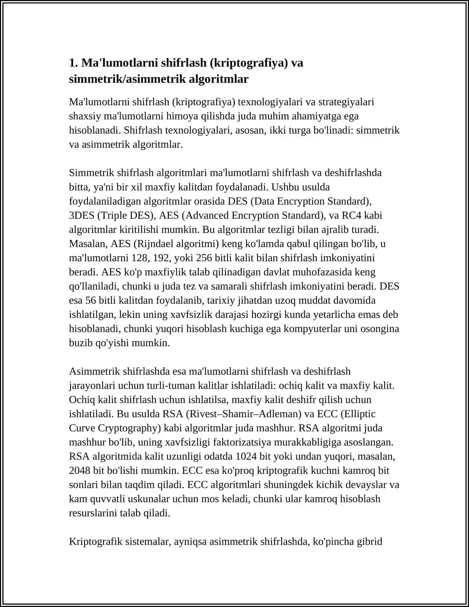 SHAXSIY MA’LUMOTLARNI HIMOYA QILISH TEXNOLOGIYALARI 3