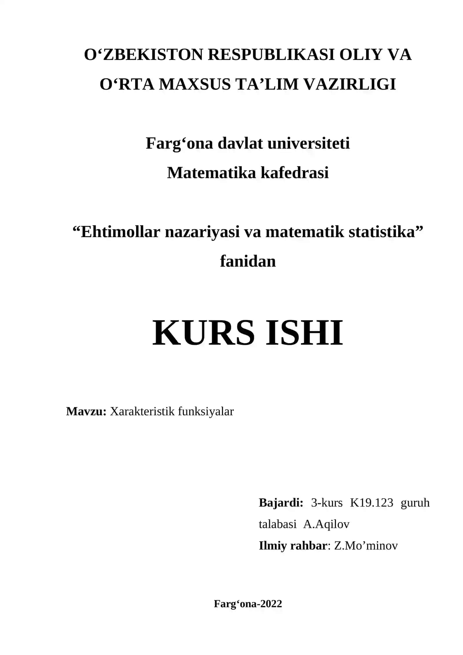 "Xarakteristik funksiyalar" 3