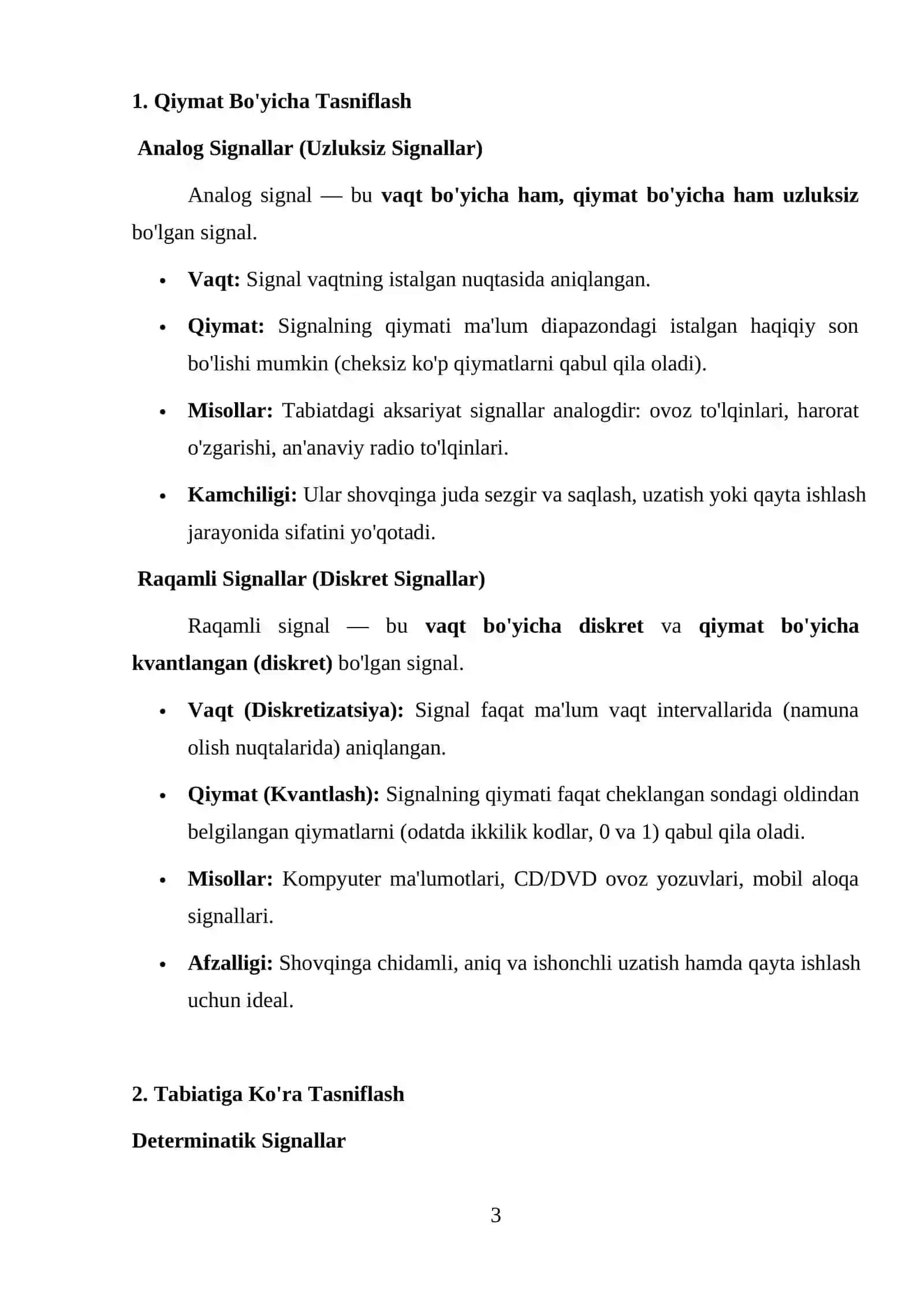 Statistik signalni qayta ishlash.Signallar turlari, ularning tarkibi va tuzulishi. Signallar va tasvirlarga ishlov berishning sohalarga taqbiqi. 3