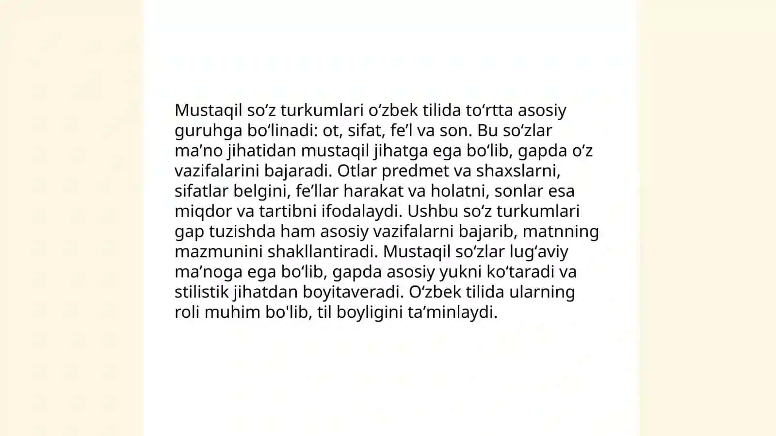 Shevalarda mustaqil soʻz turkumlariga xos xususiyatlar 3