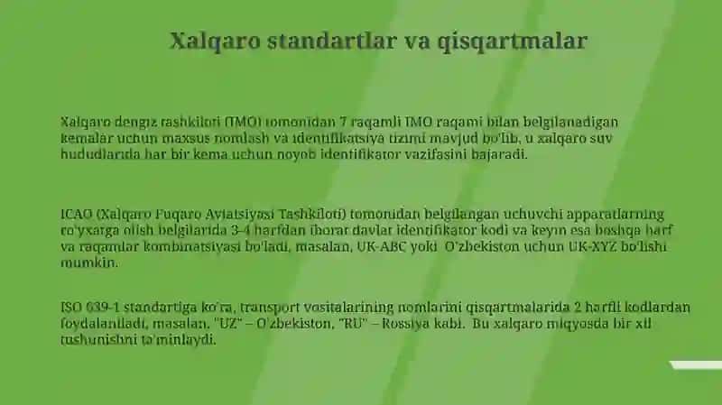 Transport vositalarining nomenklaturasi 3
