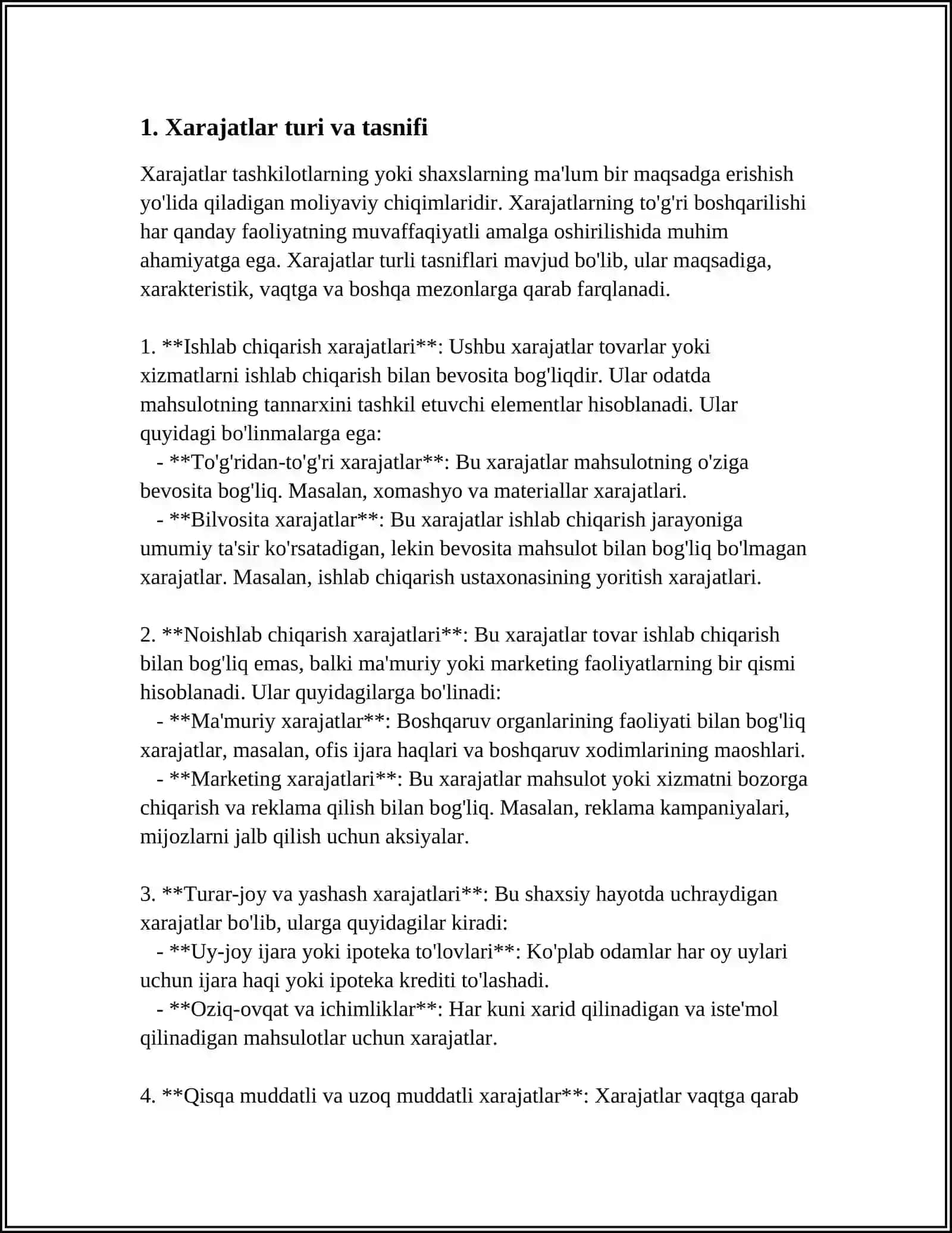 Xarajatlar hisobi va mahsulotning to'liq va qisman tannarxini hisoblash 3