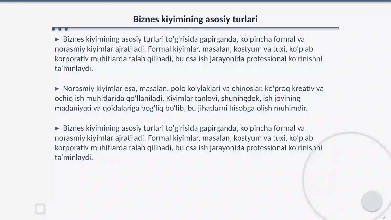 Biznes odamining kiyimi va odob-axloqi 3