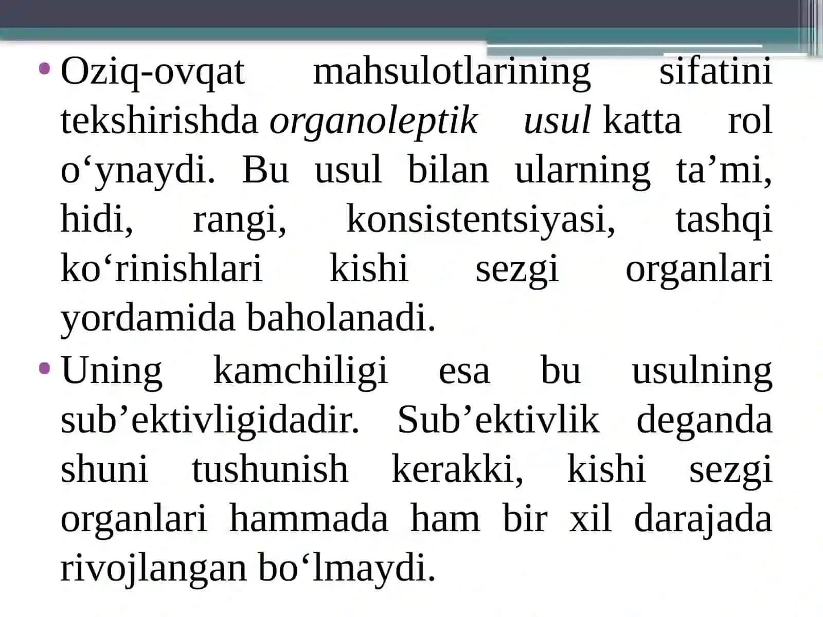 Oziq-ovqat xavfsizligi mezonlarini tahlil qilish 3