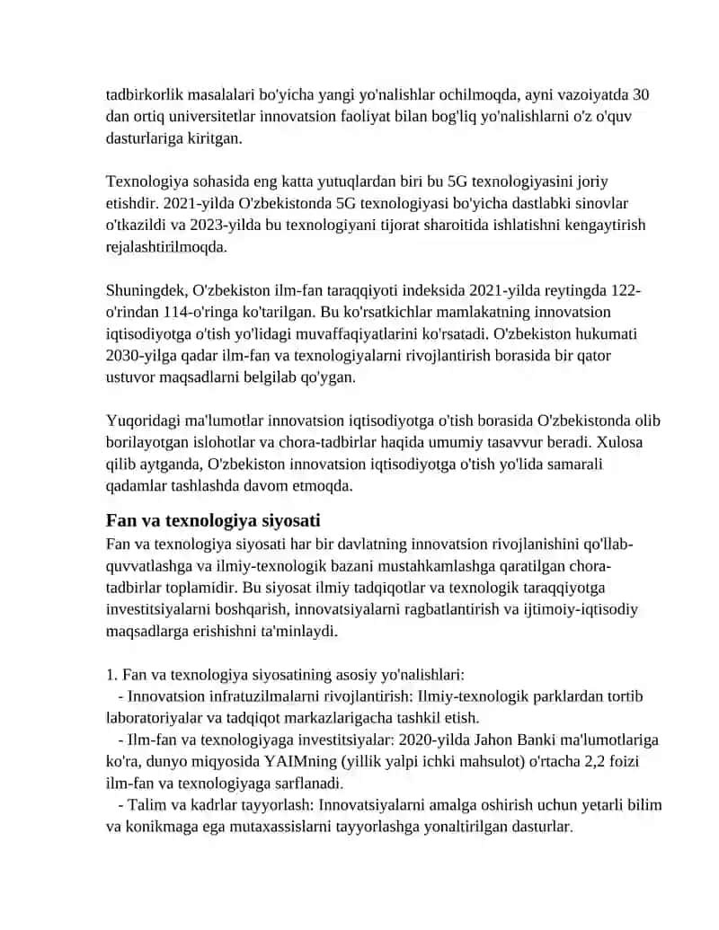 Innovatsion siyosat va texnologiyalar 3