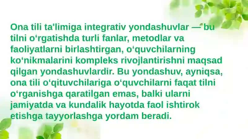 Ona tili ta'limiga integrativ yondashuvlar tarix bilan 3