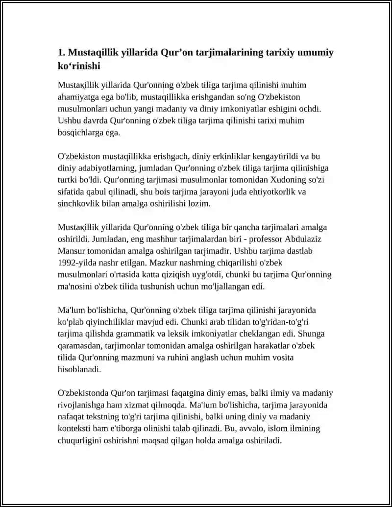 MUSTAQILLIK YILLARIDA QURONNING O'ZBEK TILIGA TARJIMA QILINISHI VA TAFSIRLARI 3