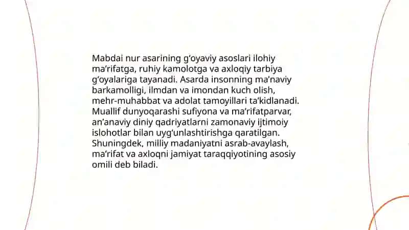 Mabdai nur asarining gʻoyaviy va badiiy xususiyatlari 3