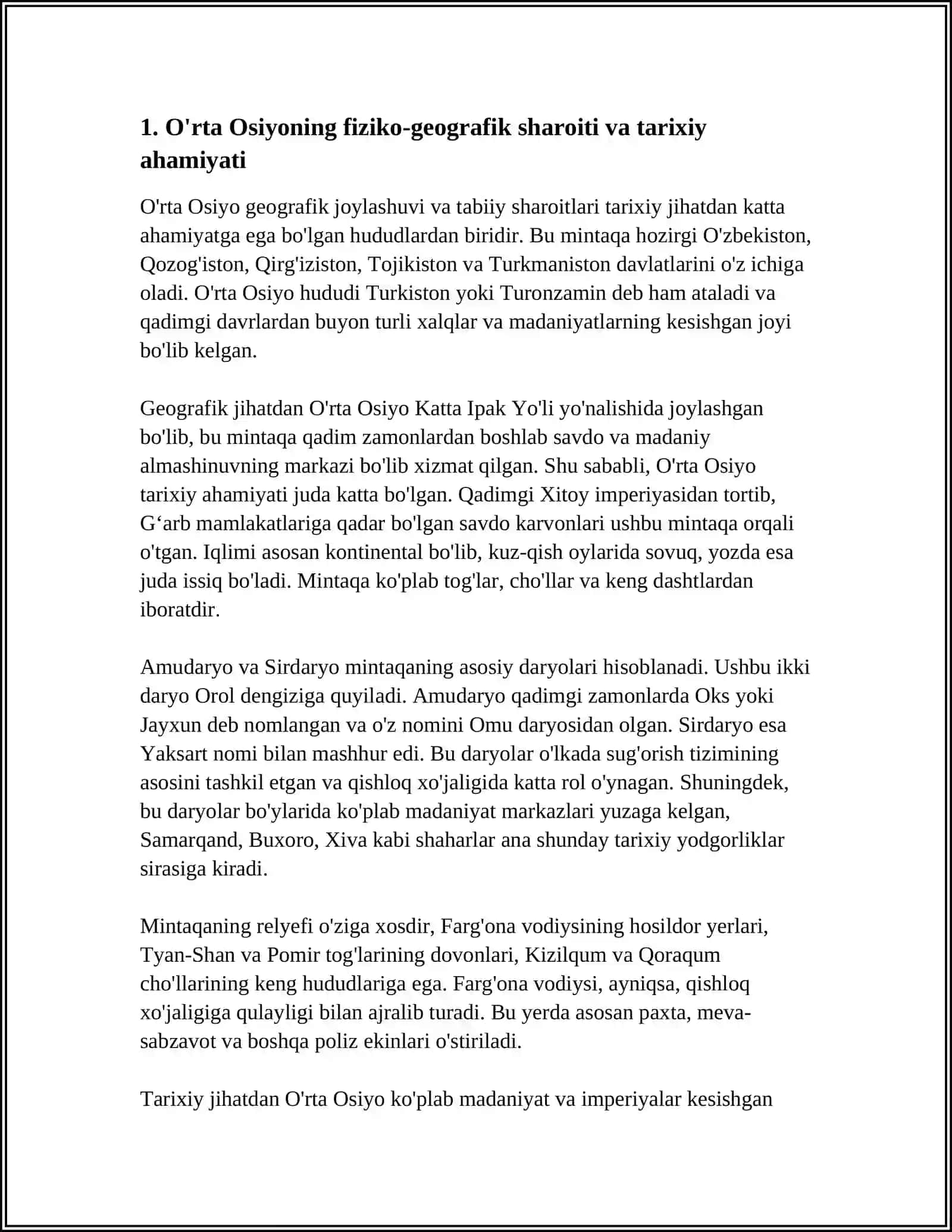 ÔRTA OSIYO TARIXIY GEOGRIFAYASI 3