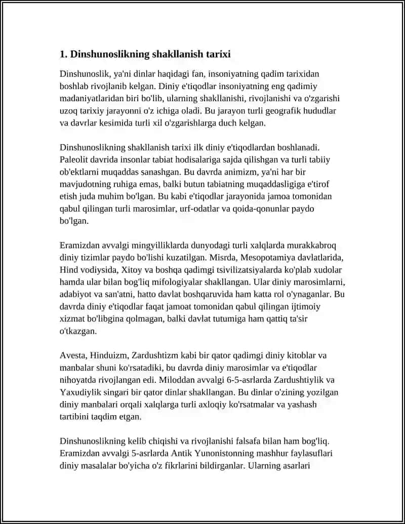 DINSHUNOSLIKNING FAN SIFATIDA SHAKLLANISHI, PREDMETI, FUNKSIYALARI, KATEGORIYALARI 3