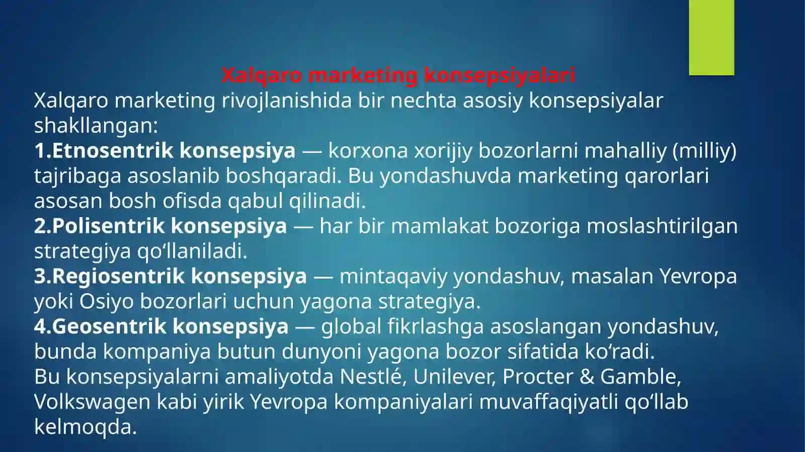 Yevropa mamalakatlarida xalqaro marketing 3